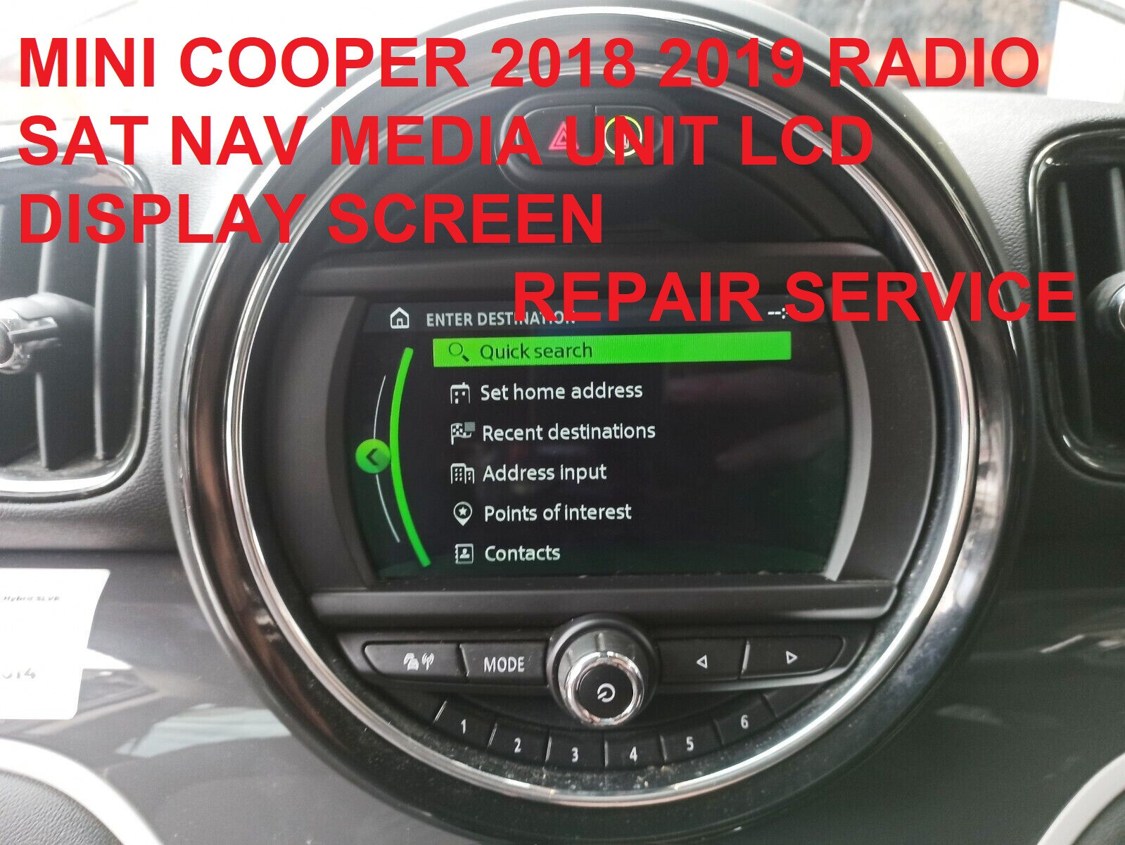 Mini Cooper 2018 2023 Radio Sat Nav Media Unit Lcd Display Screen Repair Service